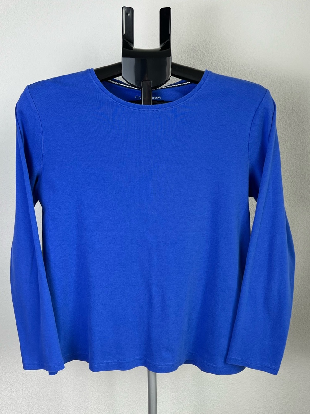 Croft & Barrow Womens L Blue Long Sleeve Tee Shirt Cotton Casual Basic Layering
